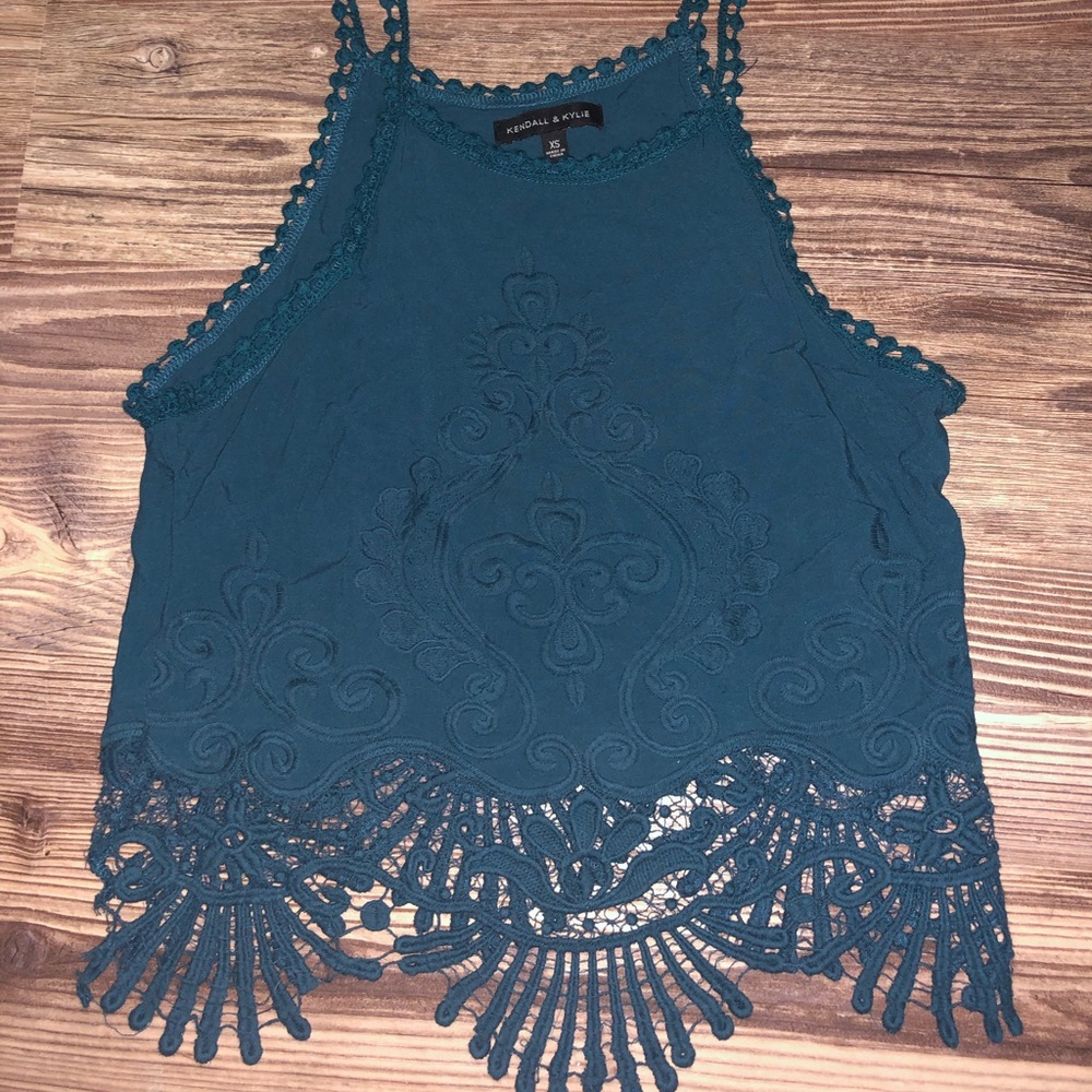 Kendall and Kylie teal tank top